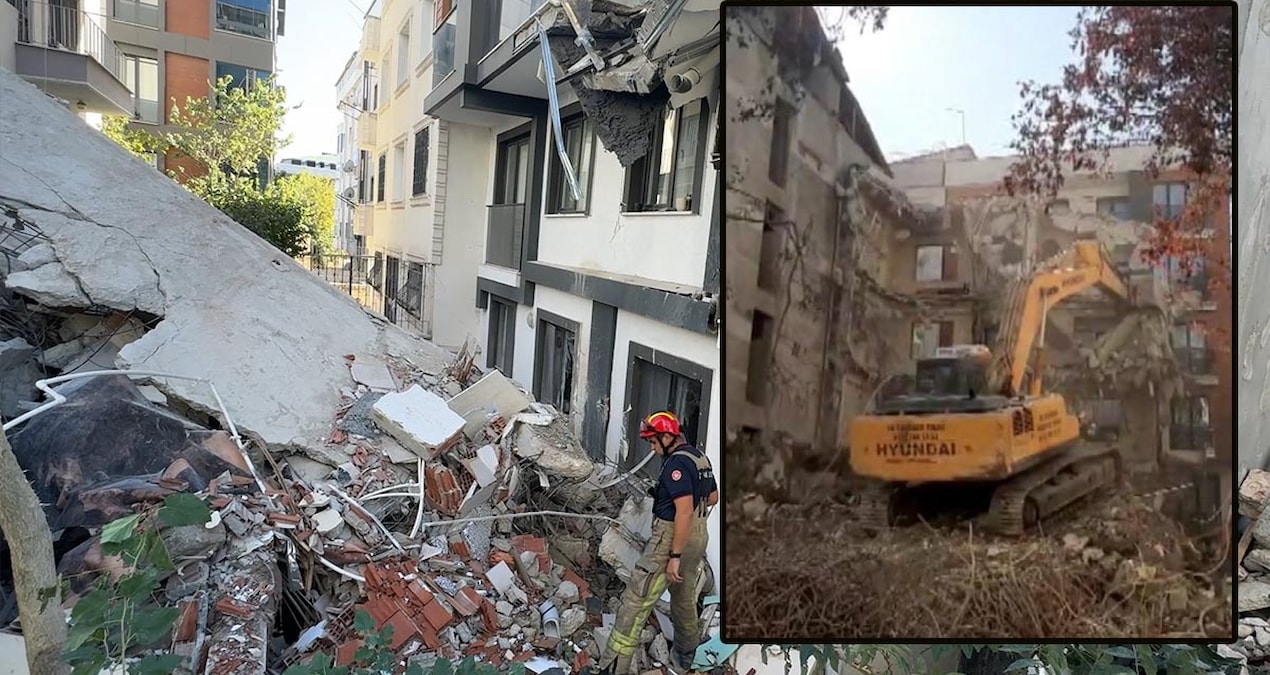 devrilen binayi is makinesiyle tutmaya calistilar FGB6E2W3