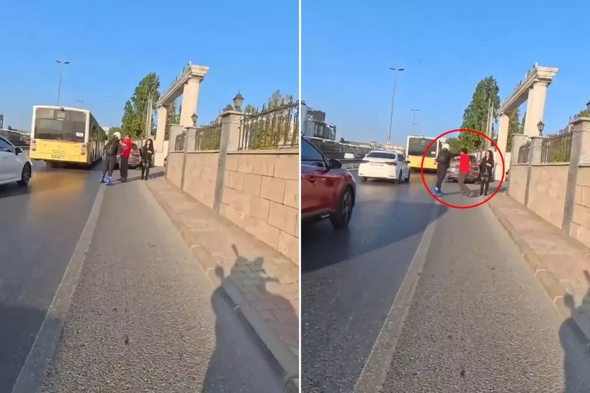 tartistigi surucuyu yumruklayip yere serdigi anlari paylasti nBpBqsiL