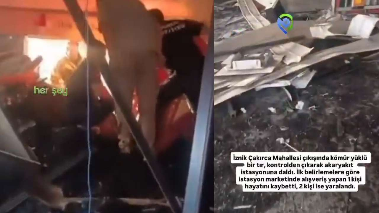 Son dakika komur yuklu tir akaryakit istasyonuna daldi bir kisi oldu OyRyTjl8